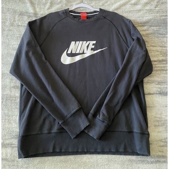 Nike Crewneck Sweatshirt Tan With Black Swoosh Size XL White Black Tag - Picture 1 of 4